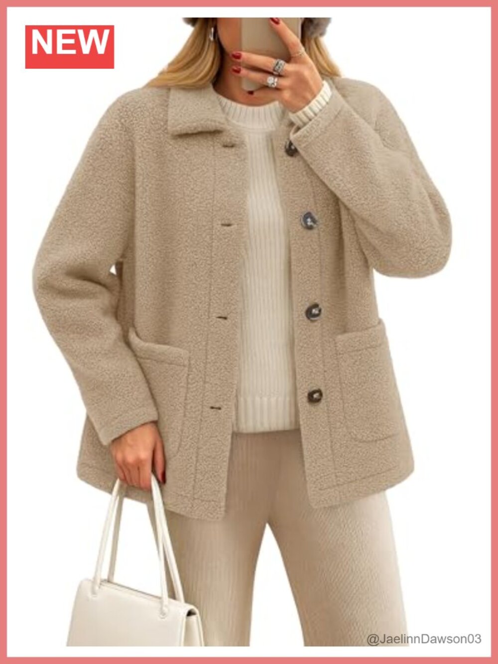 Fleece Jacket Button Down Sherpa Teddy Coat Fuzzy Outerwear